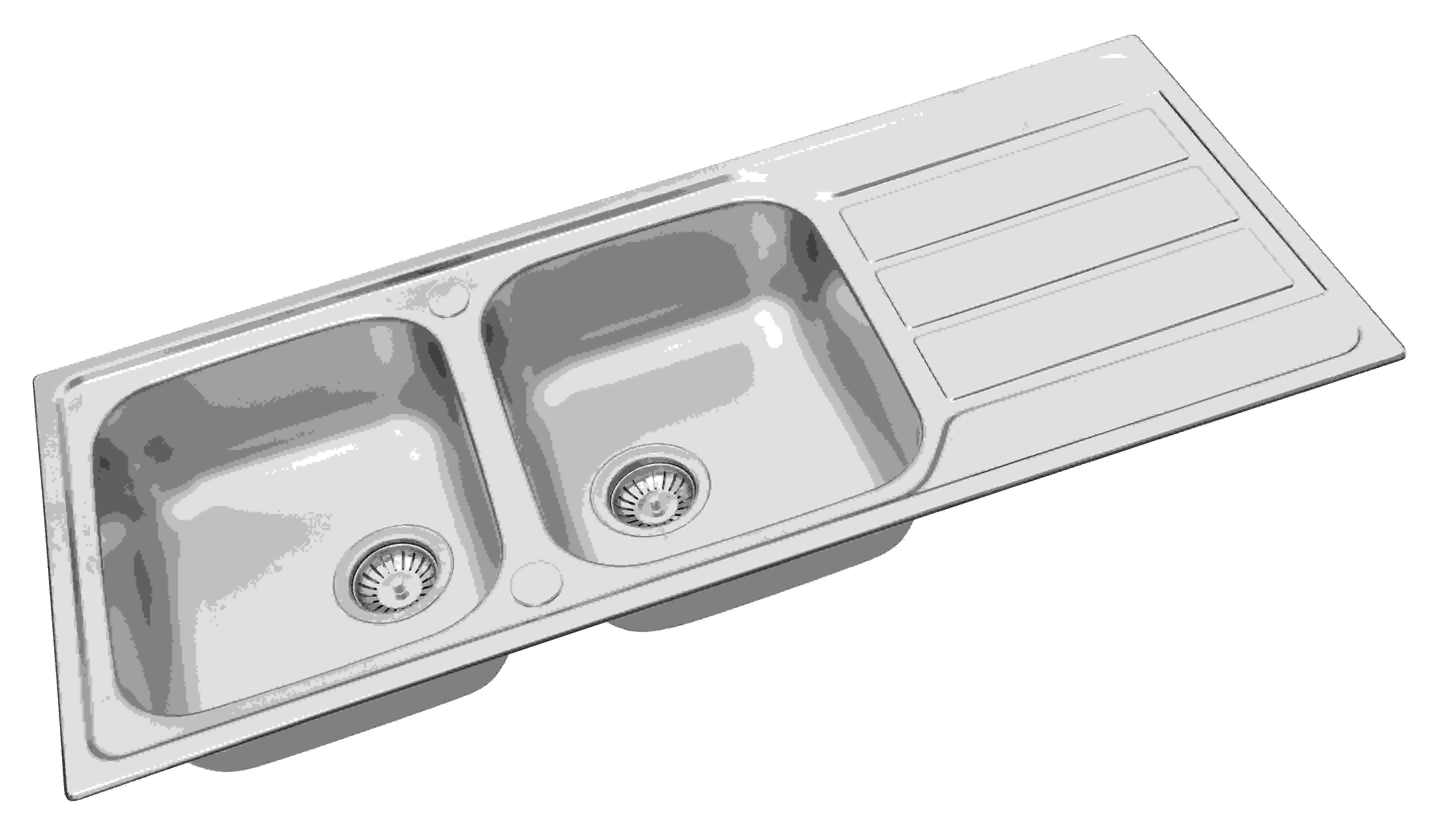 Athena double bowl single drainer sink